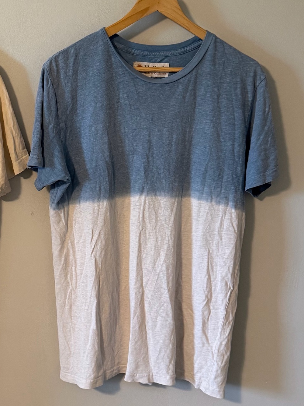Mollusk Made in California Blue White Dip Dye T-Shirt Men's Medium
